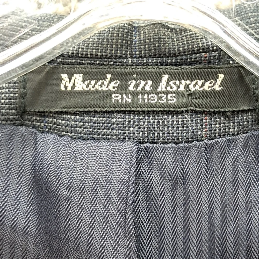 Glenshire Mens 43L Grey Plaid Worsted Wool 2 Button Blazer Sport Coat Israel